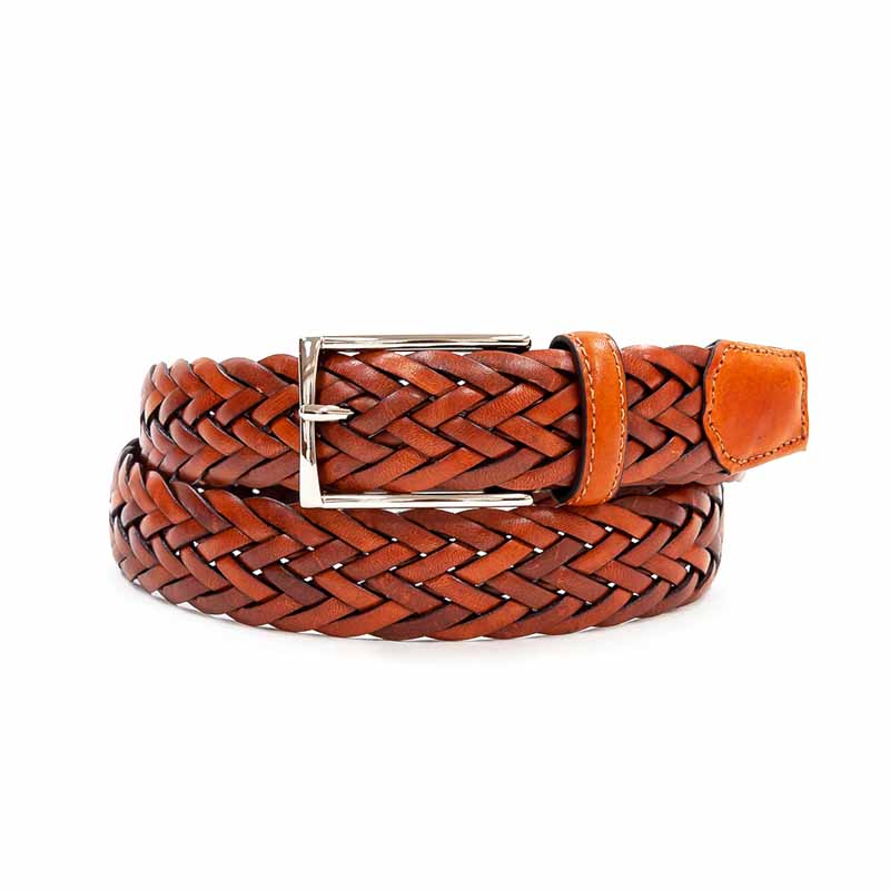 【ノストロアテュー】レザーメッシュ ベルト カジュアル イタリアレザー帯 3.2cm幅 日本製