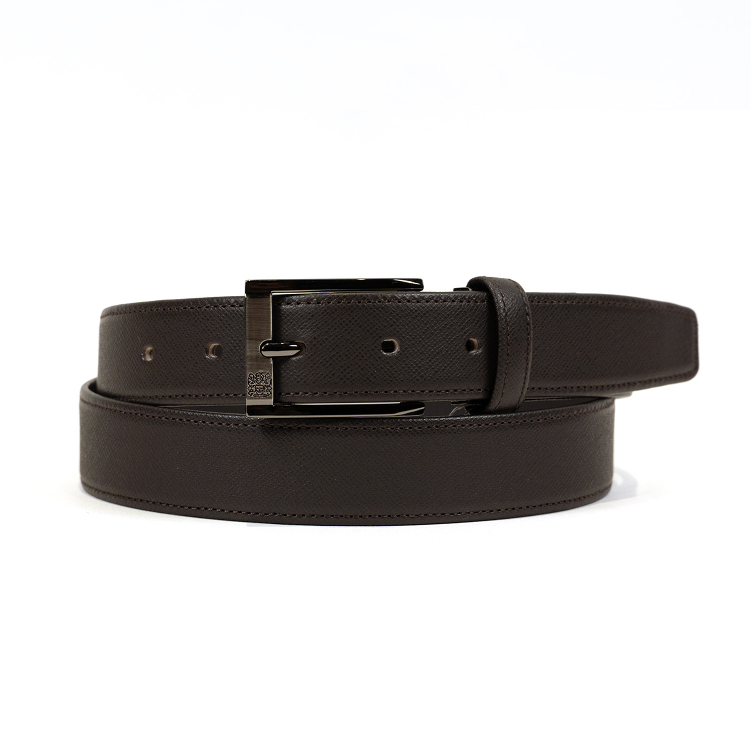 【アクアスキュータム】 クロニッケルバックル スリムレザーベルト 日本製 サイズカット可