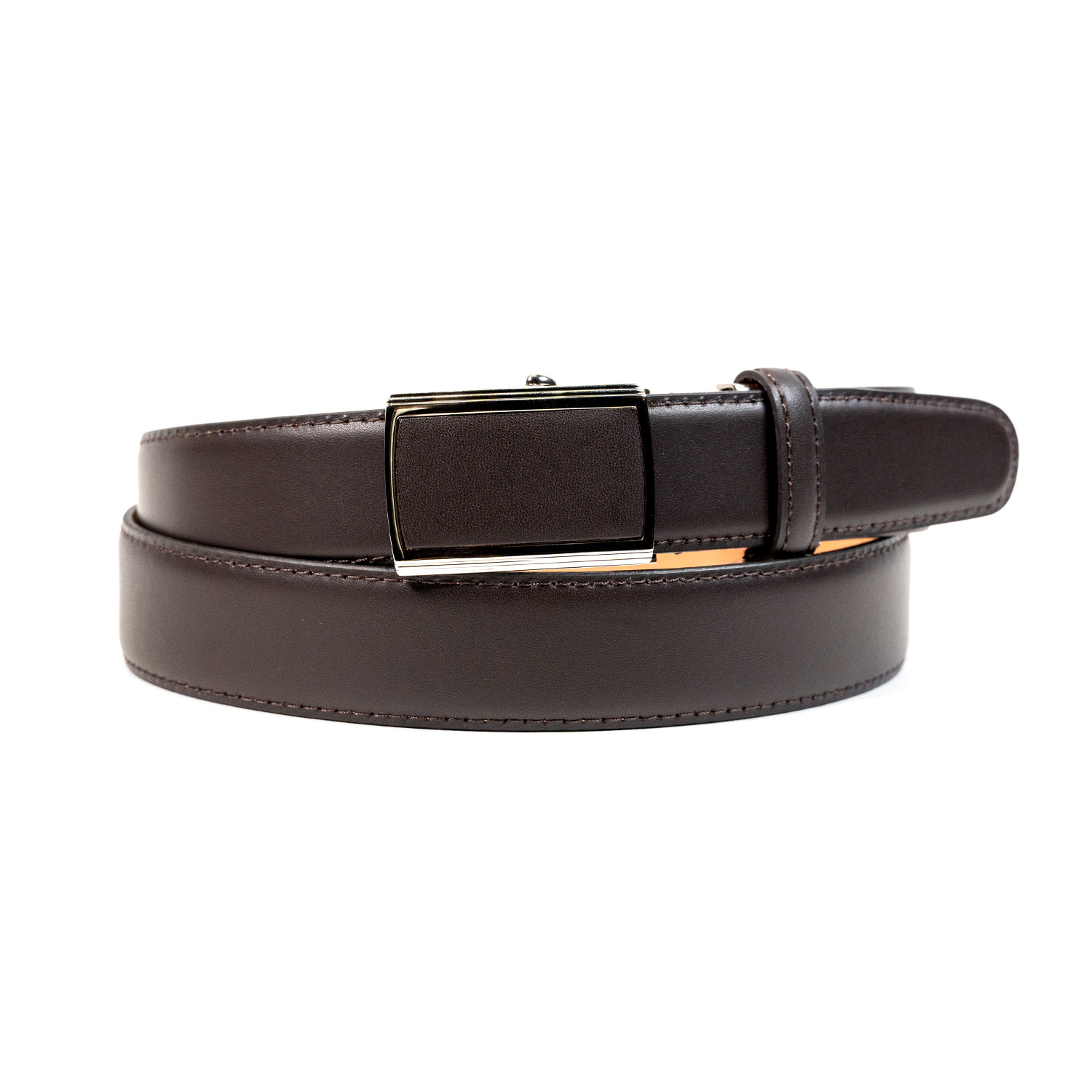 【レザーグッズモリヤ】ワンタッチ式 穴無しバックルベルト 大きいサイズ 調整可 日本製