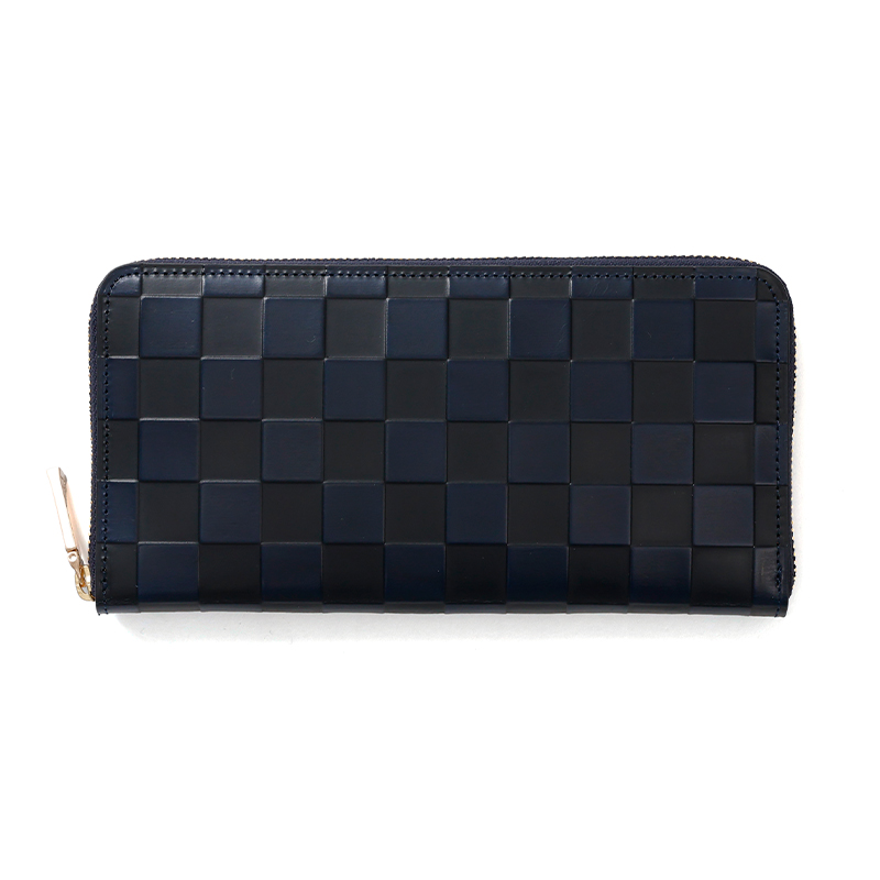 Mikado【ミカド】市松 日本製 ラウンドファスナー長財布 小銭入れ付