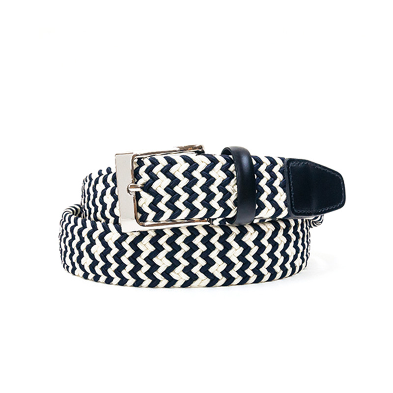 【ノストロアテュー】伸縮ストレッチ ゴムメッシュ ベルト コンビカラー (ウエスト85cm)